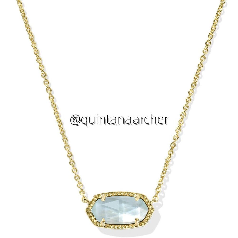 Elisa Gold Pendant Necklace in Light Blue Illusion